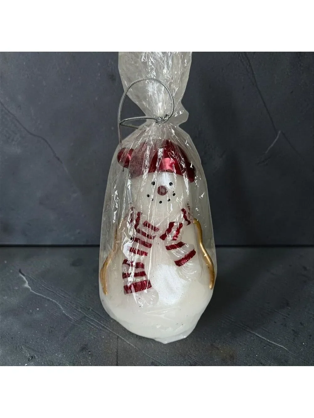 Snowman Christmas Candle Red Hat Striped Scarf Holiday Decor 6